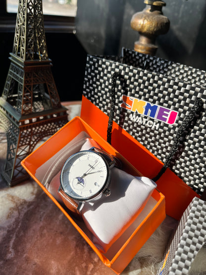 Skmei Classic Moonphase: Genuine Leather Edition