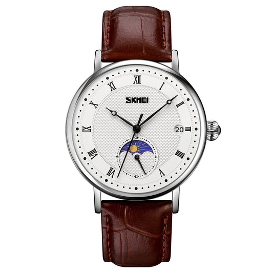 Skmei Classic Moonphase: Genuine Leather Edition